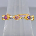 Fancy Color Sapphire Gemstone Ring 0.86ct t.w 8pcs in 18K YELLOW GOLD