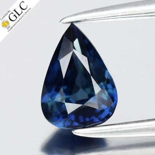 GLC CERTIFIED 0.61ct VVS Pear Natural Blue Sapphire - Heated, Africa Gemstone