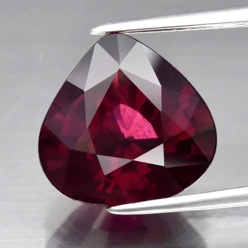 6.76ct 12x11.6mm Pear Natural Purplish Pink Rhodolite Garnet, Madagascar