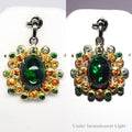 Opal & Gems Pendant in 925 Sterling Silver (Black Rhodium & Yellow Gold Plated)