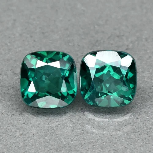 Pair 2p/2.46ct t.w Cushion Natural Green Topaz Brazil (Coated), Best For Earring