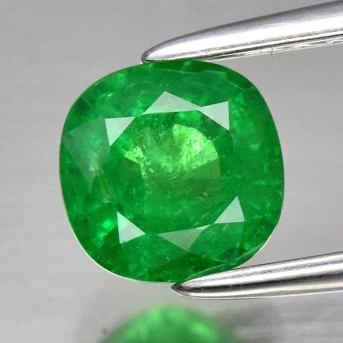 0.92ct 5.5x5.5mm Cushion Natural Shocking Green Tsavorite Garnet, Tanzania