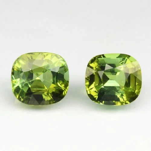 Pair 2pcs/2.83ct t.w VS Cushion Natural Green Tourmaline - Unheated, Gemstone