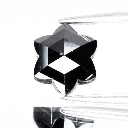 1.53ct 7.6x7.53mm Flower Natural Treated Fancy Jet Black Diamond Opaque (AAA)