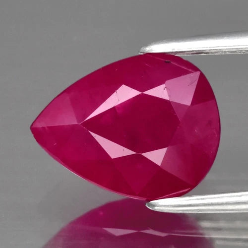 2.11ct 9x7mm Pear Natural Purplish Red Ruby Mozambique Gemstone