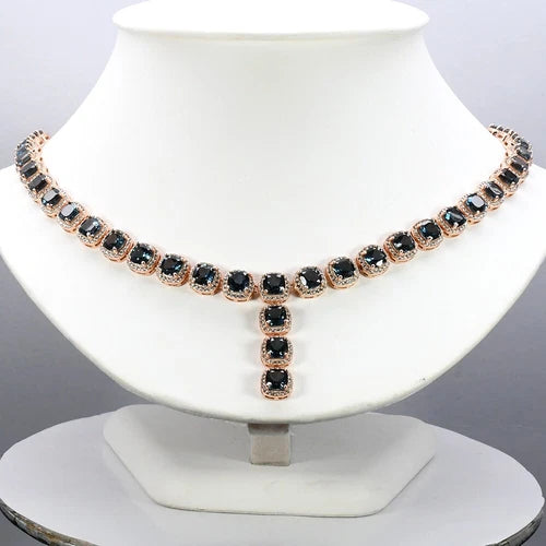 Natural Topaz & Cubic Zirconia Gem Necklace & Earrings in 925 Sterling Silver