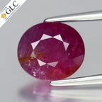 GLC CERTIFIED 2.39ct Oval Natural Purplish Red Ruby - Unheated, Africa Gem