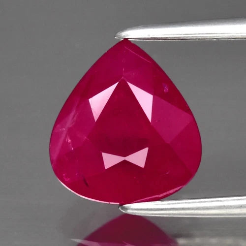 1.97ct 8x7.5mm Pear Natural Purplish Red Ruby Mozambique Gemstone