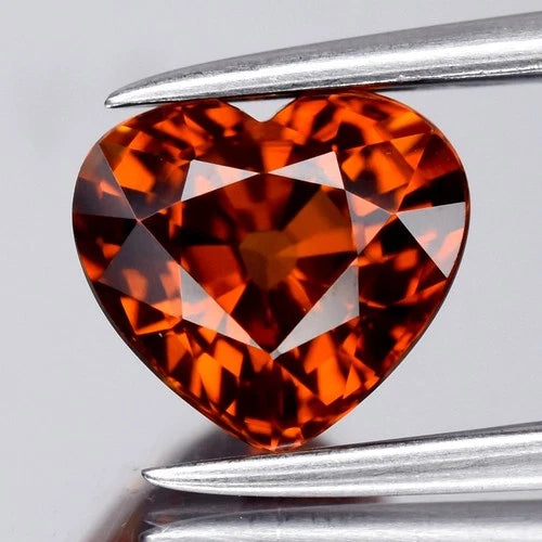 1.73ct 7x6.5mm IF Heart Natural Orange Spessartite Garnet - Tanzania Gemstone