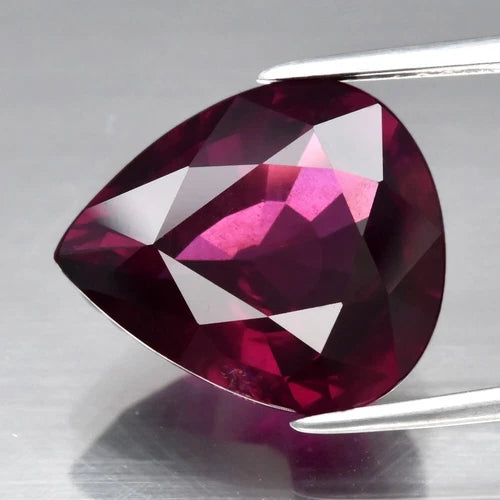 7.75ct 13.5x11.6mm Pear Natural Purplish Pink Rhodolite Garnet, Madagascar