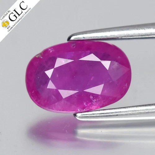 GLC CERTIFIED 1.13ct Oval Natural Purplish Red Ruby - Heated, Vietnam Gem