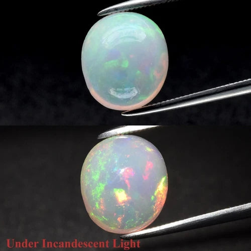 3.10ct 10.5x9.5mm Oval Cab Natural Play-of-Color Crystal Opal Gemstone Ethiopia