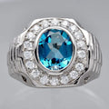 Natural Topaz Cubic Zirconia Fashion Ring 3.20ct in 925 Sterling Silver