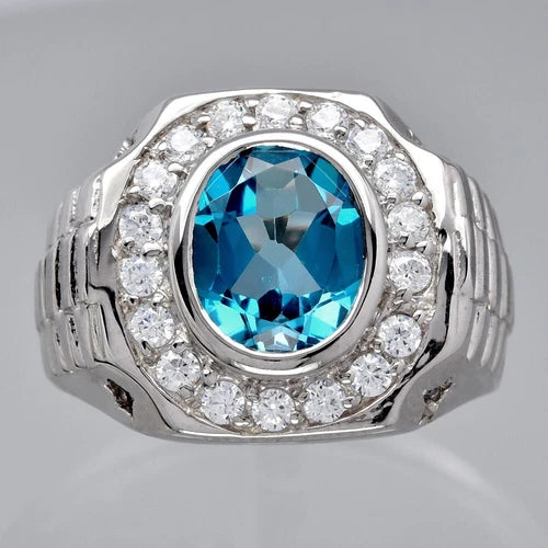 Natural Topaz Cubic Zirconia Fashion Ring 3.20ct in 925 Sterling Silver