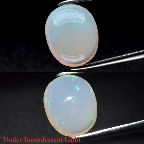 3.81ct 12.3x10.5mm Oval Cab Natural Play-of-Color Crystal Opal Gemstone Ethiopia
