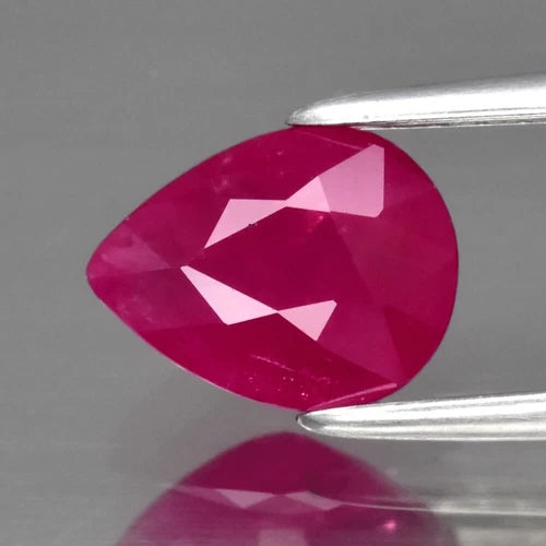 1.41ct 7.5x6mm Pear Natural Purplish Red Ruby Mozambique Gemstone