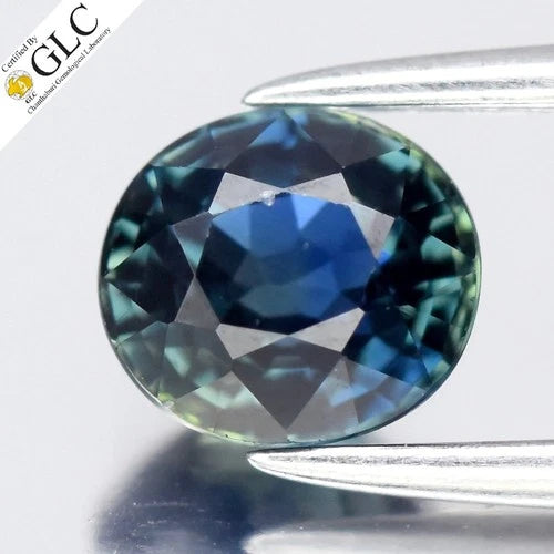 GLC CERTIFIED 0.92ct VVS Oval Natural Greenish Blue Sapphire - Heated, Gem