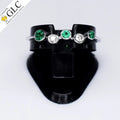 GLC CERTIFIED Natural Emerald Ring 0.12ct in 18K WHITE GOLD 0.062ct G,H/VS Dia