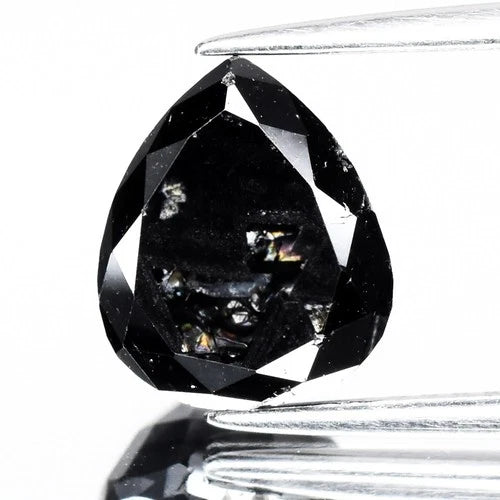 3.82ct 9.75x8.19mm Pear Natural Treated Fancy Jet Black Diamond Opaque (AAA)