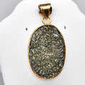 Natural Druzy Pyrite Fashion Pendant in 925 Sterling Silver (Gold Plated)
