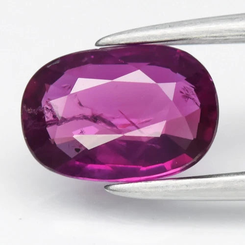 0.86ct 7.2x5mm Cushion Purplish Red Ruby - Unheated Madagascar Gemstone