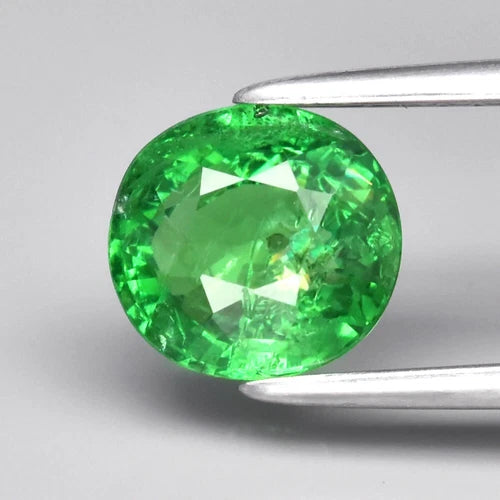 1.56ct 6.8x6.5mm Cushion Natural Vibrant Green Tsavorite Garnet Tanzania
