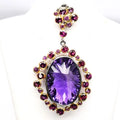Handmade Natural Amethyst & Rhodolite Garnet Pendant in 925 Sterling Silver
