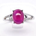 Ruby & Cubic Zirconia Gemstone Fashion Ring in 925 Sterling Silver