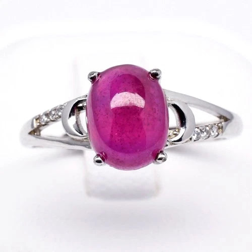 Ruby & Cubic Zirconia Gemstone Fashion Ring in 925 Sterling Silver