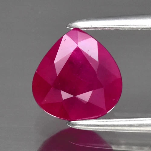 1.14ct 6.3x6mm Pear Natural Purplish Red Ruby Mozambique Gemstone