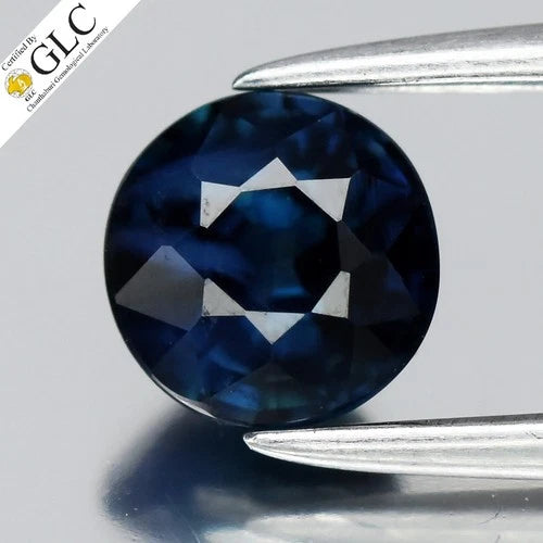 GLC CERTIFIED 0.80ct VS Round Natural Blue Sapphire - Heated, Africa Gemstone