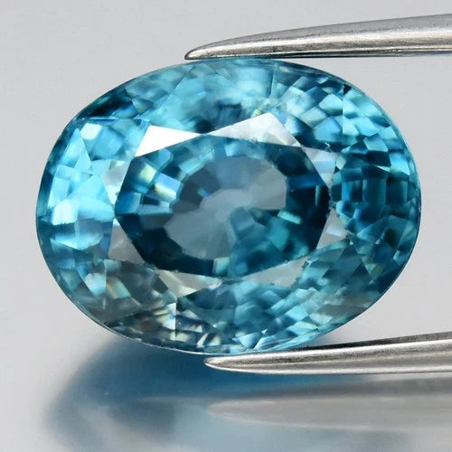 6.91ct 11.5x9mm VVS Oval Natural Blue Zircon - Gentle Heat, Cambodia Gemstone