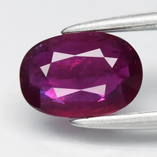 0.78ct 7x5mm Oval Purplish Red Ruby - Unheated Madagascar Gemstone