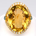Natural Citrine & Topaz Ring in 925 Sterling Silver (18K Yellow Gold Plated)