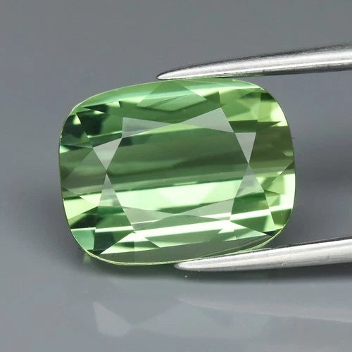 IF Clean! 4.70ct 11x8.5mm Cushion Natural Green Tourmaline - Unheated, Africa