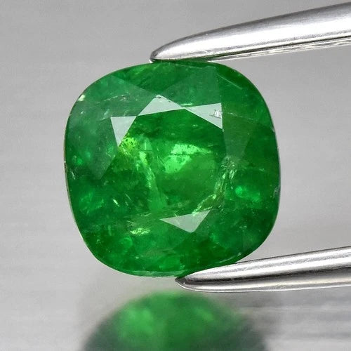 0.92ct 5.5x5.4mm Cushion Natural Shocking Green Tsavorite Garnet, Tanzania