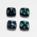 4pcs Lot 5.24ct t.w Cushion Cabochon Natural Bluish Green Tourmaline Gemstone