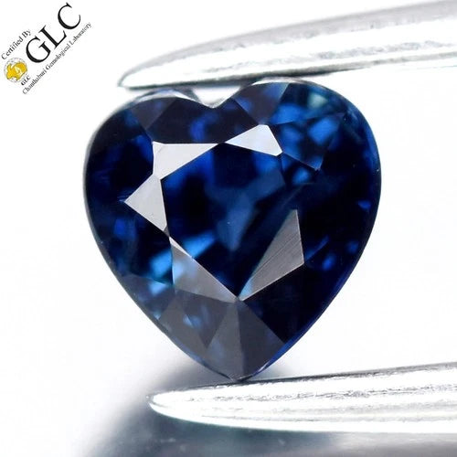 GLC CERTIFIED 0.47ct IF Heart Natural Blue Sapphire - Heated, Africa Gemstone