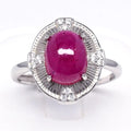 Ruby & Cubic Zirconia Gemstone Fashion Ring in 925 Sterling Silver