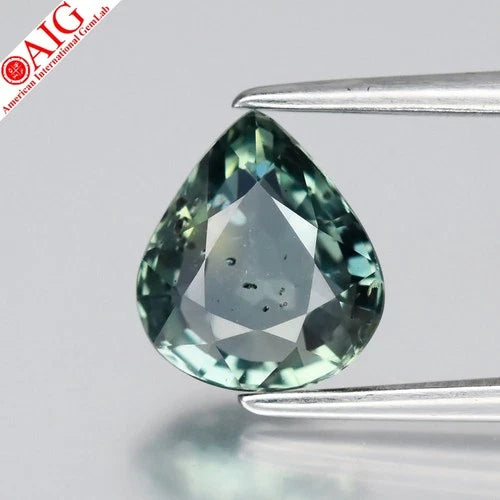 AIG CERTIFIED Unheated 1.73ct Pear Natural Teal Sapphire - Madagascar Gem