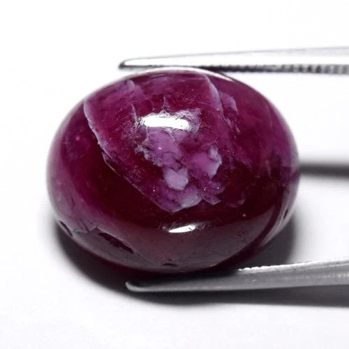 22.57ct Oval Cabochon Purplish Red Ruby - Heated Glass Filled, Africa Gemstone