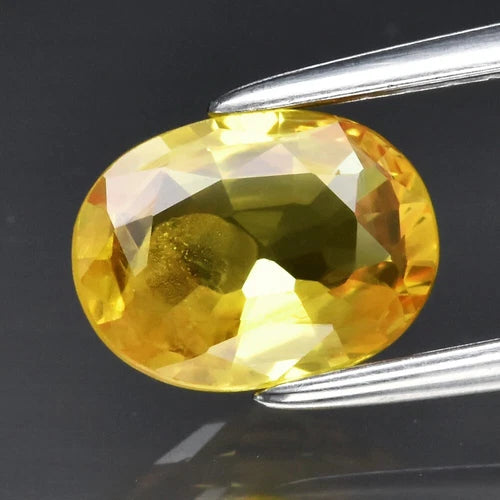 1.13ct 7.2x5.5mm Oval Yellow Sapphire Gemstone, Thailand