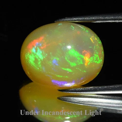 3.40ct 11.8x9.3mm Oval Cabochon Natural Opal - Color Play, Mexico Gemstone