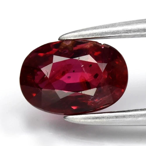 0.75ct 6.2x4.2mm Oval Purplish Red Ruby - Unheated, Madagascar Gem
