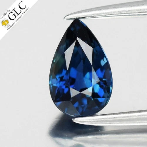 GLC CERTIFIED 0.77ct VVS Pear Natural Blue Sapphire - Unheated, Africa Gem