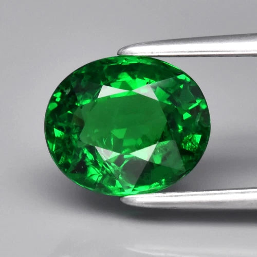 Amazing! 1.81ct 8x6.7mm Oval Natural Shocking Green Tsavorite Garnet, Tanzania