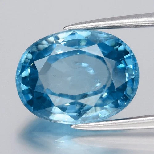 5.11ct 11x8.5mm VVS Oval Natural Blue Zircon - Gentle Heat, Cambodia Gemstone