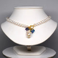 Handmade Natural Pearl Gemstones Necklace & Earrings in 925 Sterling Silver