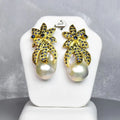 Natural Pearl & Sapphire Earring 52.90ct in 925 Sterling Silver (Gold Plated)