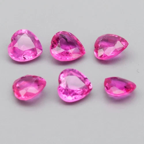 6pcs Lot 1.18ct t.w Heart Unheated Pink Sapphire Gemstone, Mozambique